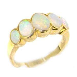 9K Yellow Gold Womens Large Opal 5 Stone Ring   Size 5   Finger Sizes 