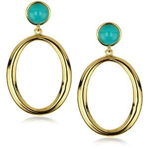 Trina Turk Athena Hoop Gold Earrings In Aqua