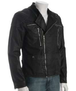 John Varvatos Star USA black coated cotton biker jacket  BLUEFLY up 