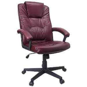  Executive Swivel Office Chair with Top Grain Burgundy 