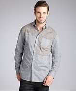 Paul Smith light grey cotton check pattern button front shirt style 