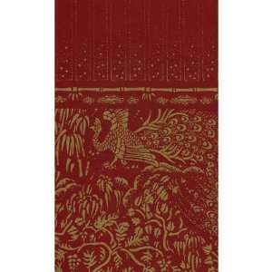  Dollhouse Miniature Gold Peacocks on Red Wallpaper Toys 