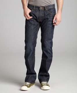 Cult of Individuality dark blue salvage denim Hagen bootcut jeans 