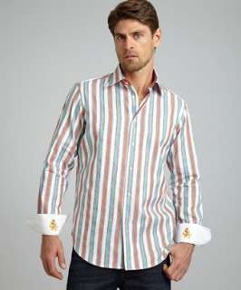 Robert Graham orange cotton striped Atlantik dress shirt   
