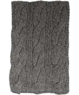 Harrison mid grey heather cashmere cable knit scarf   up to 70 