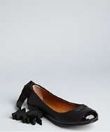 Fendi black leather cap toe lace up ballet flats style# 319413101