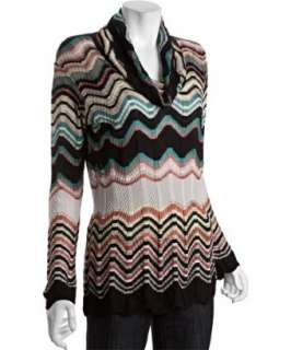 Missoni black wave stripe wool blend cowl neck sweater   up 