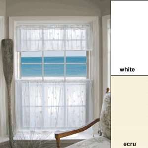    30 Sand Shell Sheer Lace Tier Curtain   White