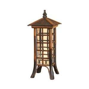   : Bamboo Wood and Glass Hurricane Lamp Lantern 22 Home Improvement