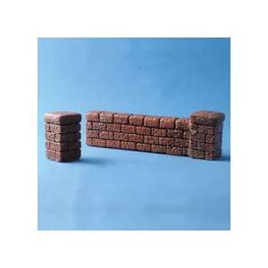 Miniature 5 Pc. Aged Red Brick Post Wall Set sold at Miniatures 