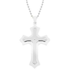  Mens Stainless Steel Large Cross Pendant Necklace, 22 Jewelry