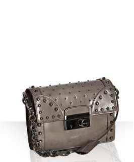 Prada light grey studded leather mini crossbody bag   up to 70 