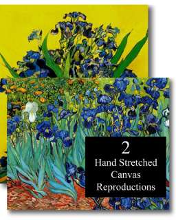VAN GOGH REPROS 2 XLG IRISES & IRIS IN A VASE STRETCHED CANVASES 