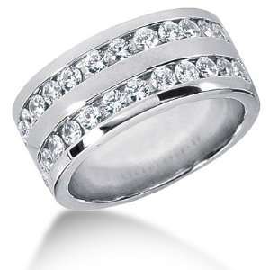  1.85 Ct Men Diamond Ring Wedding Band Round Cut Channel 