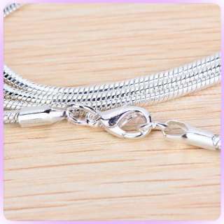 Silver plated Snake Chain Necklace 2mm 16.5/42cm fit European charm 