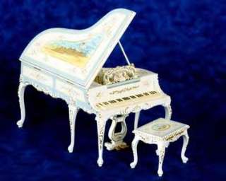 Dollhouse Miniature Bespaq Cupids Dream Piano w/ Stool  