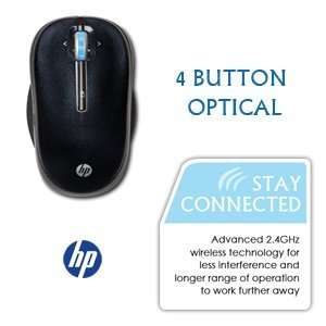  HP 2.4GHz 4 Button Wireless Optical Mobile Mouse (Grey 