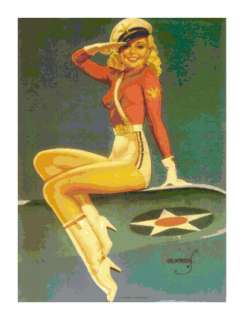 Pin Up Girl Military Airplane Pilot CrossStitch Pattern  
