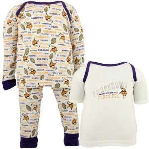  Minnesota Vikings White Infant Three Piece Sleep Set 