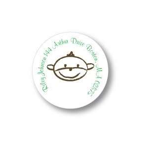   Dot Pear Design   Round Stickers (Mike the Monkey)
