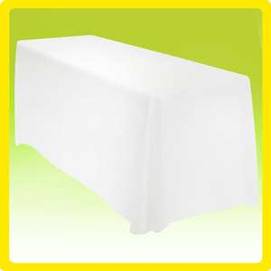 90x156 Rectangle Polyester Tablecloth   WHITE  