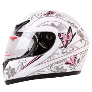   PINK BUTTERFLY FULL FACE MOTORCYCLE HELMET DOT (Small) Automotive