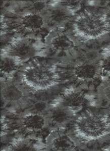 FLOWER POWER BLACK GRAY TIE DYE   Cotton Quilt Fabric  