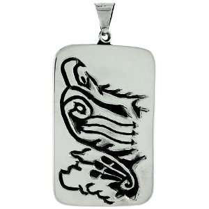   Silver Native American Design Eagle Dog Tag 1 7/8 (47mm): Jewelry