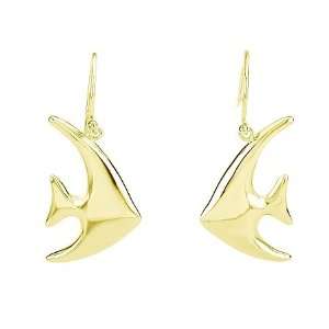  14K Gold Angel Fish Earrings Yellow gold Jewelry