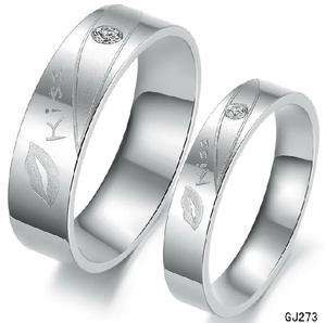 Classic Titanium Steel Promise Kiss Lip Ring Set Couple Wedding Bands 