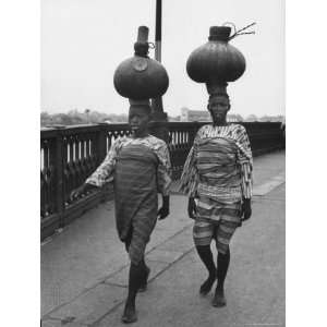  Nigerian Women Carrying Earthenware Jars on Their Heads 