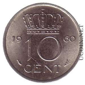  1960 Netherlands 10 Cent Coin (Almost Uncirculated 