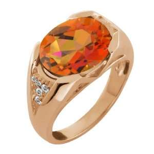   Oval Twilight Orange Mystic Quartz and Topaz Gold Plated Silver Ring