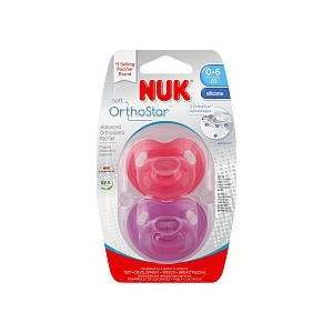 Nuk Pacifier, Advanced Orthodontic, Purple and Pink, 0 6 M 2 pacifiers