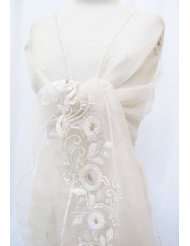   organza scarf stole shawl wrap table runner with beaded tassels ivory