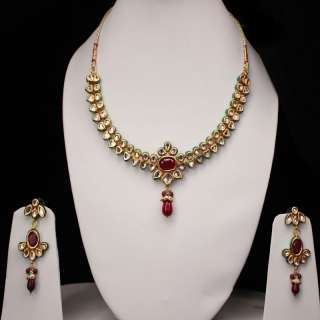   Jewelry Fashion Beautiful Necklace With Ruby and Kundan Stones  