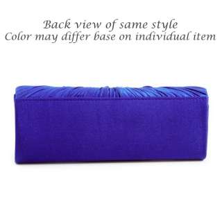 Flower decorated pleated satin clutch   silver  