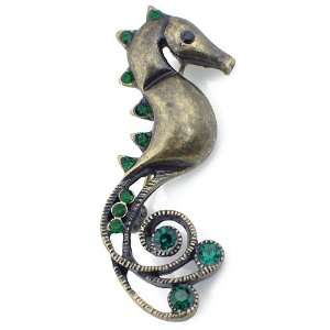   Style Emerald Austrian Crystal Seahorse Green Pin Brooch Jewelry