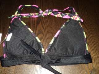 Neon Pink Skull Halter Two Piece Swimsuit Size S NEW  