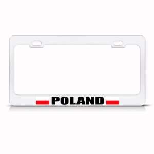 Poland Polish Polska Flag White Country Metal license plate frame Tag 