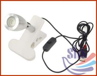 White 360 degree Rotatable LED USB Lamp Night light Torch with Clip 
