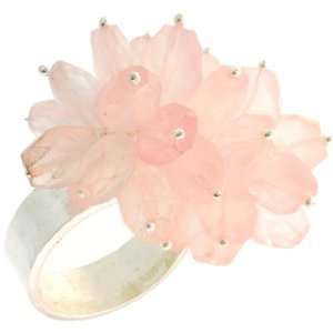  Faceted Rose Quartz Bunch Ring   Sterling Silver 
