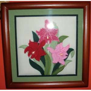   Style Hand Quilted Framed Quilting 13x13 Orchids