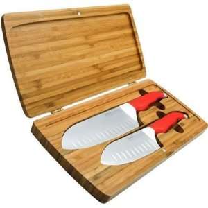 Rachael Ray Furi Gusto Grip East/West Knife Set with Bamboo Case