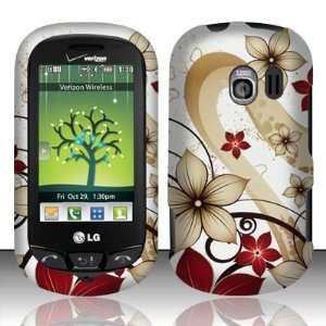  Brown Red Autumn Flower Design Rubberized Coating Snap on Hard Skin 