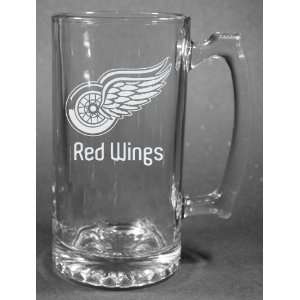  NHL Detroit Red Wings Laser Etched 27oz Glass Beer Mug 
