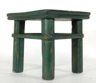 VINTAGE STYLE GREEN ELM WOOD STOOL Sm Step Seat Stand  