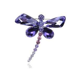   Purple Abstract Dragonfly Body Swarovski Crystal Rhinestone Pin Brooch