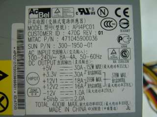 Sun Ultra 20 M2 400W Power Supply 300 1950 01 API4PC01  