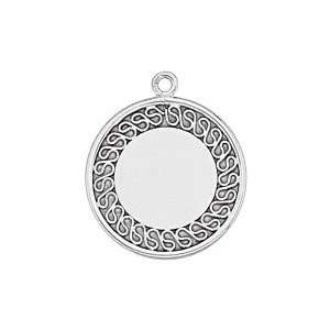   Silver Engravable Filigree Round Disc Charm Katarina Jewelry